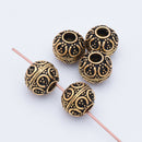 9mm Antique Gold Plated Bali Spacer Ball Beads
