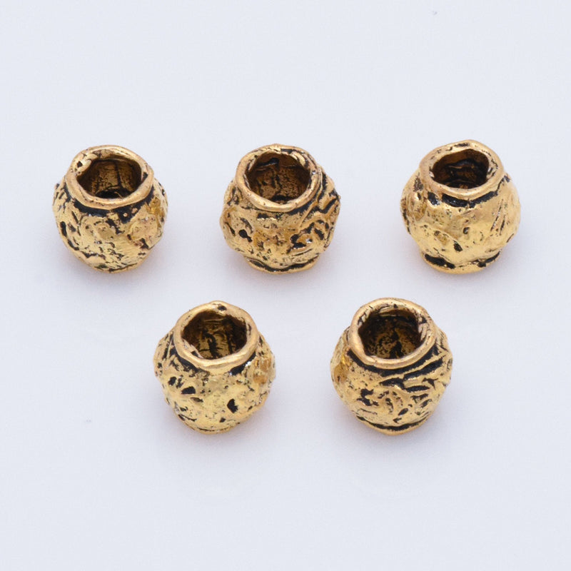 Antique Gold Plated Barrel Bali Beads - 9mm