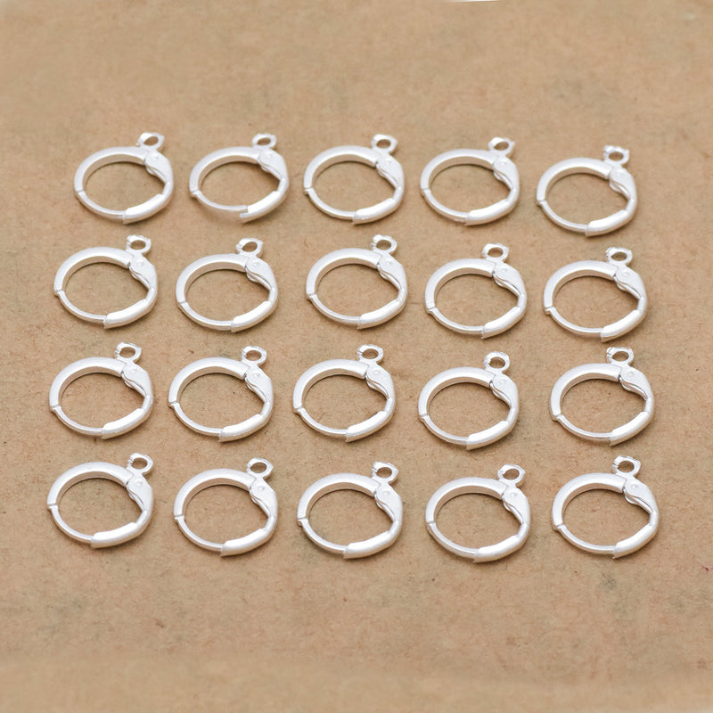 Silver Plated Lever Back Ear Wire Hooks - 15mm