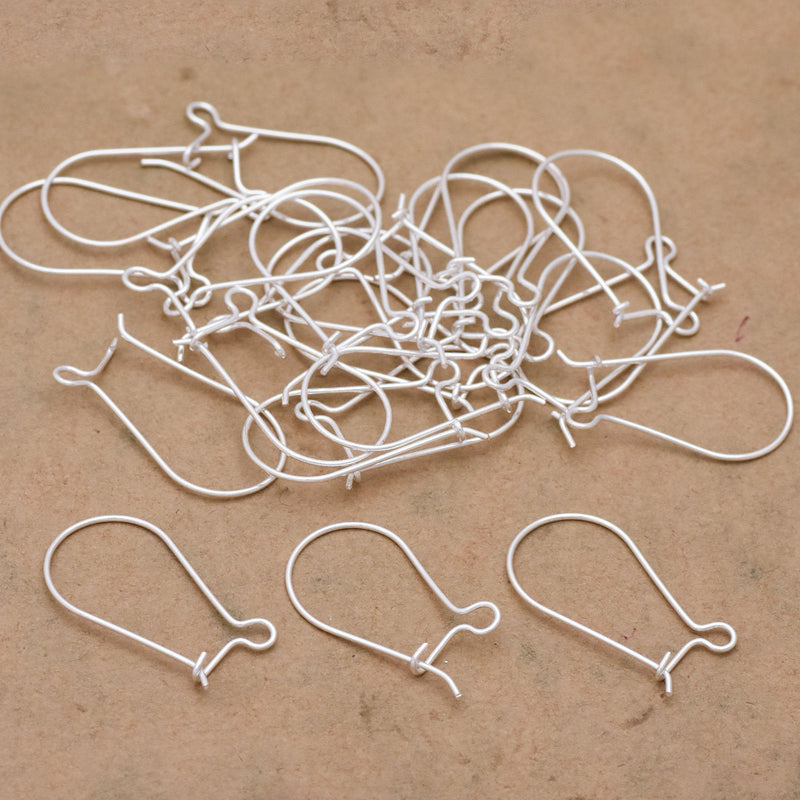 Silver Plated Kidney Ear Wires Hooks - 28mm