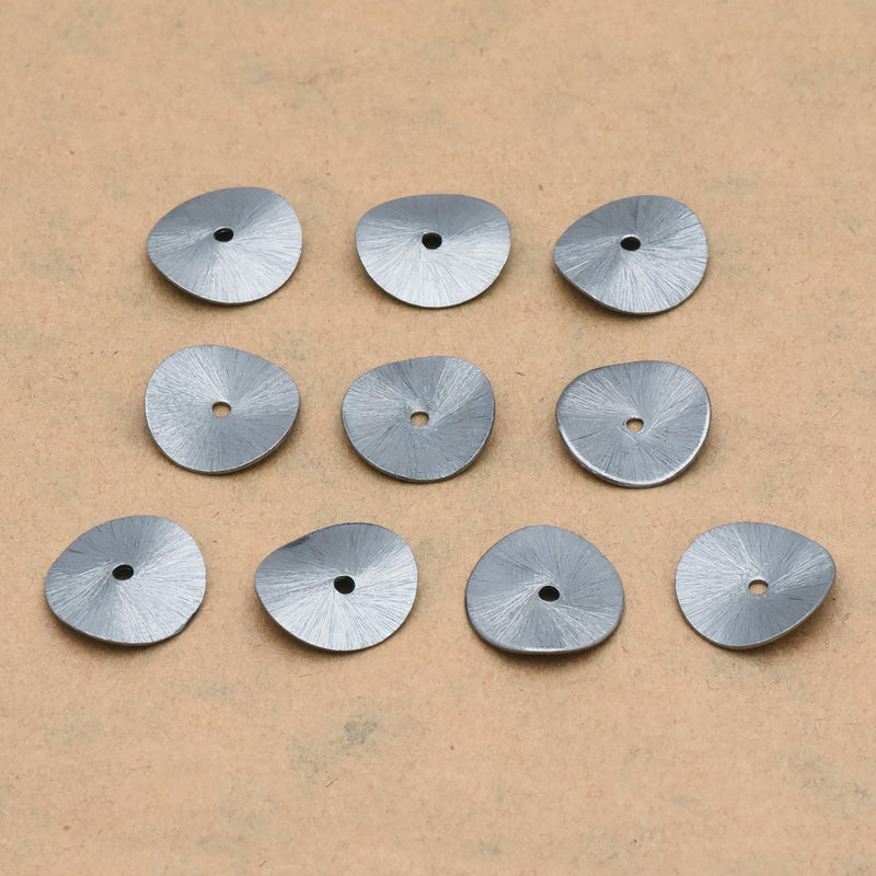 Black Gunmetal Plated Wavy Disc Spacer Beads - 16mm
