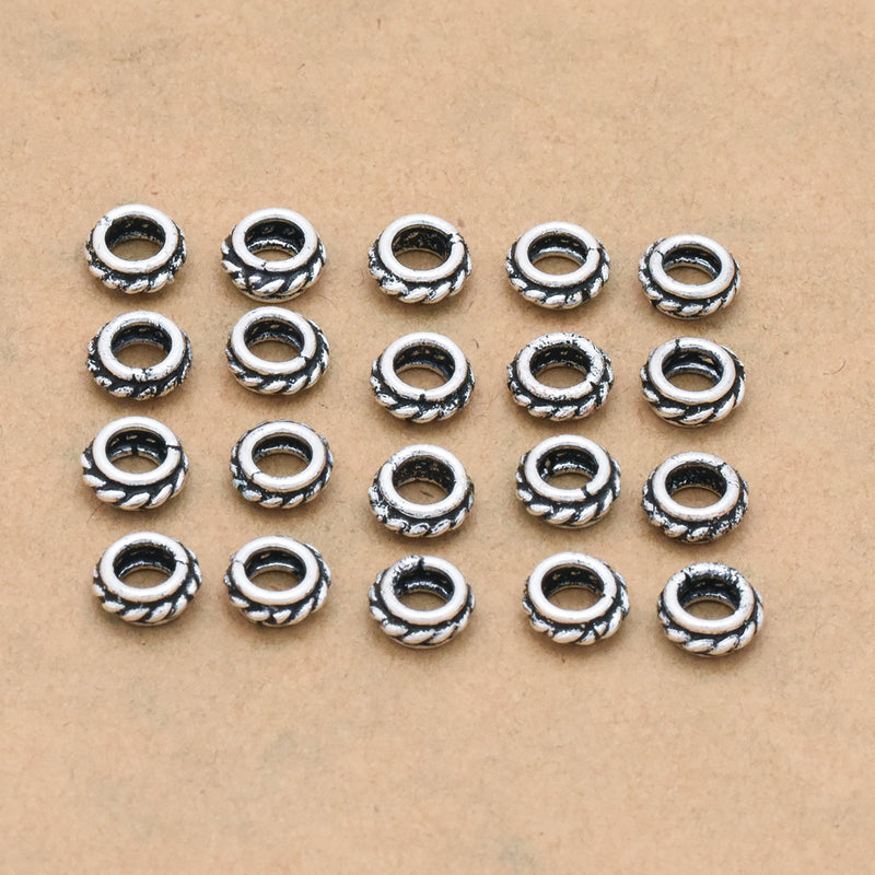 7mm Silver Plated Bali Spacer Beads