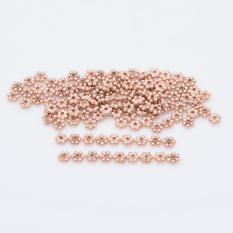 3.5mm Rose Gold Plated Daisy Heishi Spacer Beads