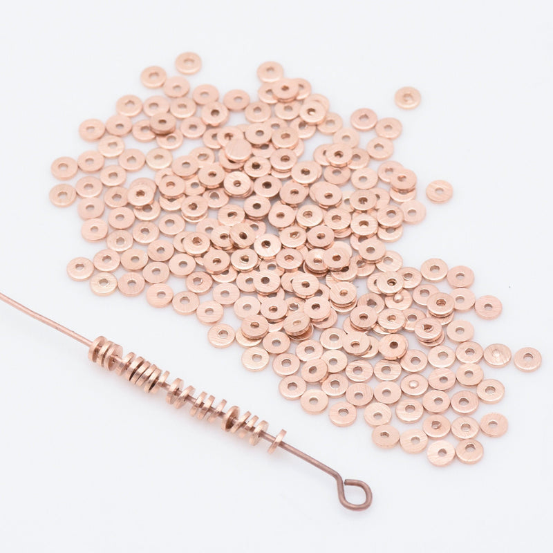 Rose Gold Brushed Flat Spacers Heishi Disc Beads For Jewelry Makings 
