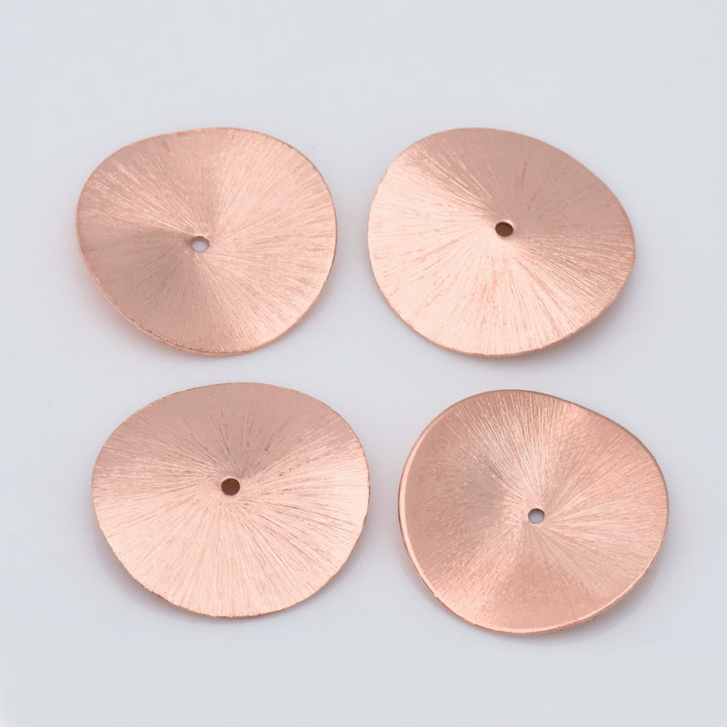 Copper Wavy Disc Spacer Beads - 28mm