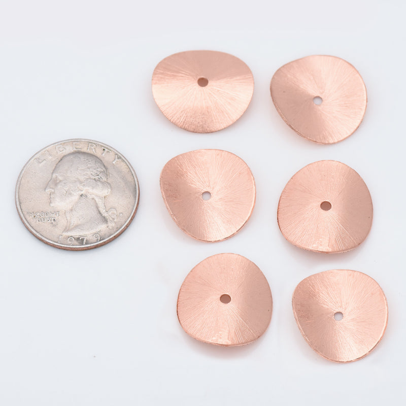 Copper Wavy Disc Spacer Beads - 20mm