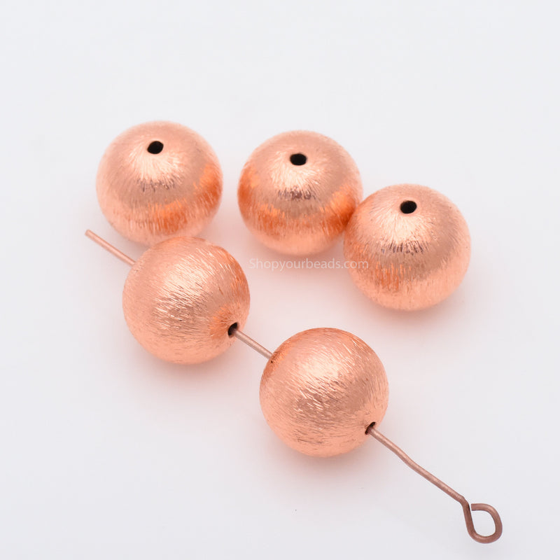 Copper Round Brushed Ball Beads For Jewelry Makings 