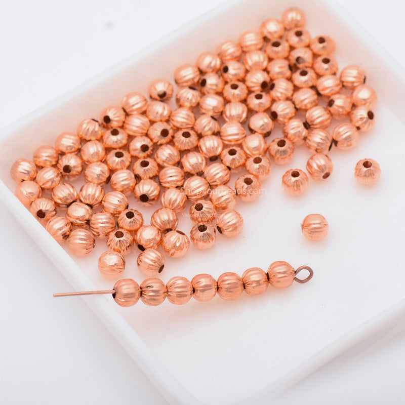 Copper Corrugated Ball Beads For Jewelry Makings 