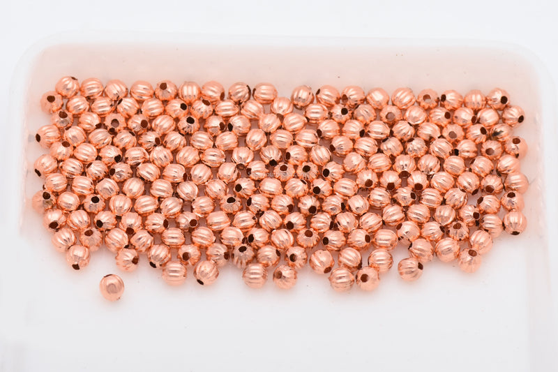 Copper 4mm Corrugated Ball Spacer Beads