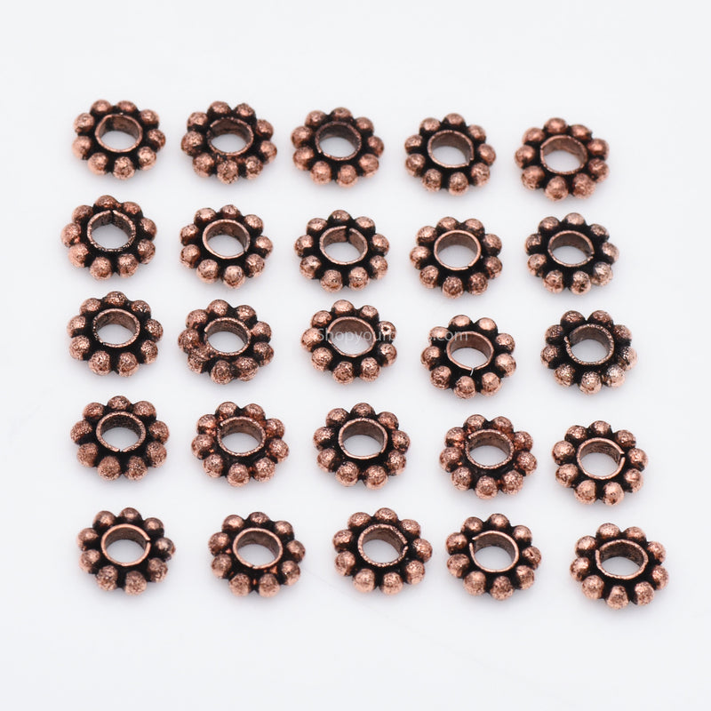 8mm Antique Copper Plated Daisy Heishi Spacer Beads
