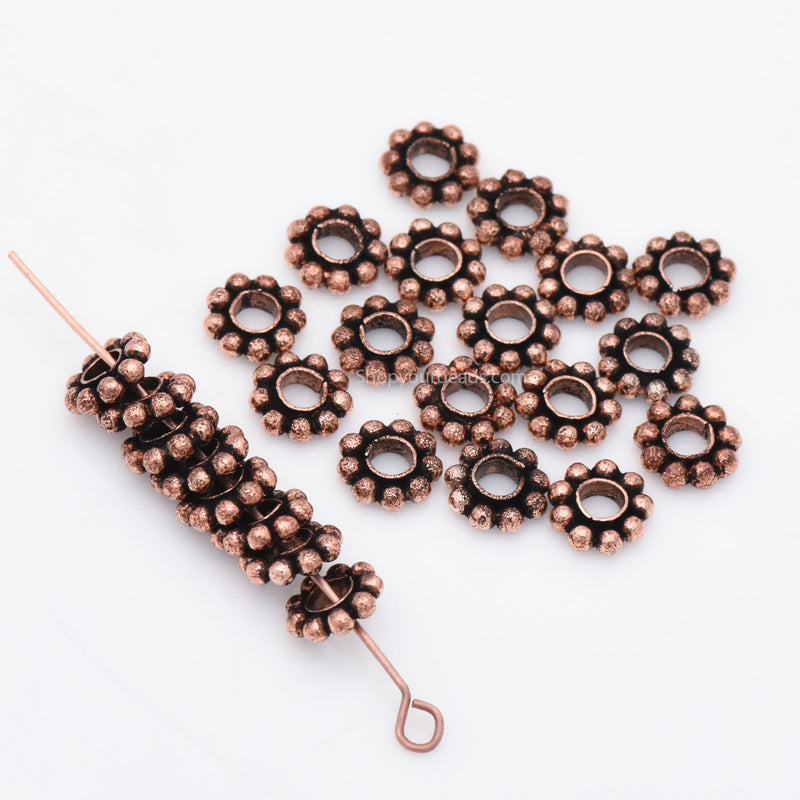 Copper Antique Daisy Spacers Beads For Jewelry Makings 