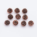 7mm Antique Copper Bali Spacer Ball Beads