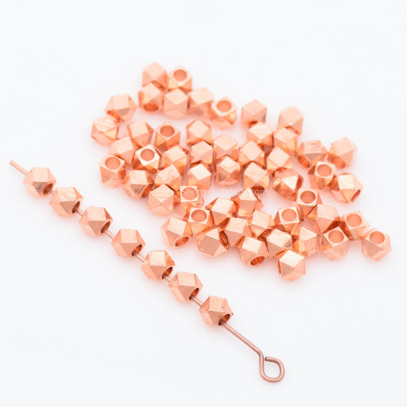 Copper Faceted Diamond Cut Spacer Beads For Jewelry Makings 