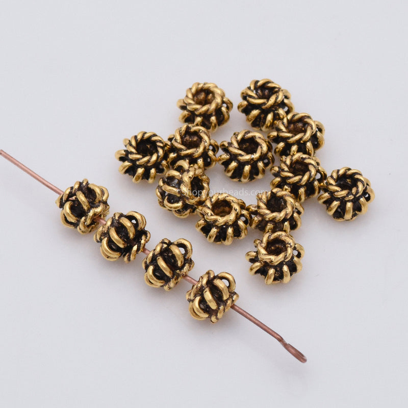 7mm Antique Gold Plated Bali Coil Shape Beads