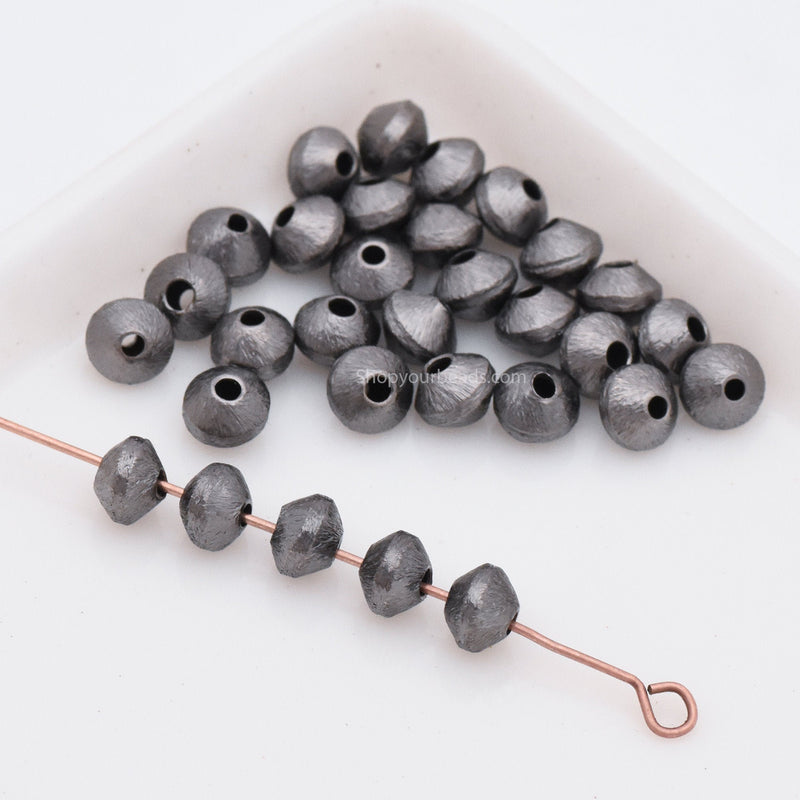 Black / Gunmetal Bicone Saucer Beads For Jewelry Makings 