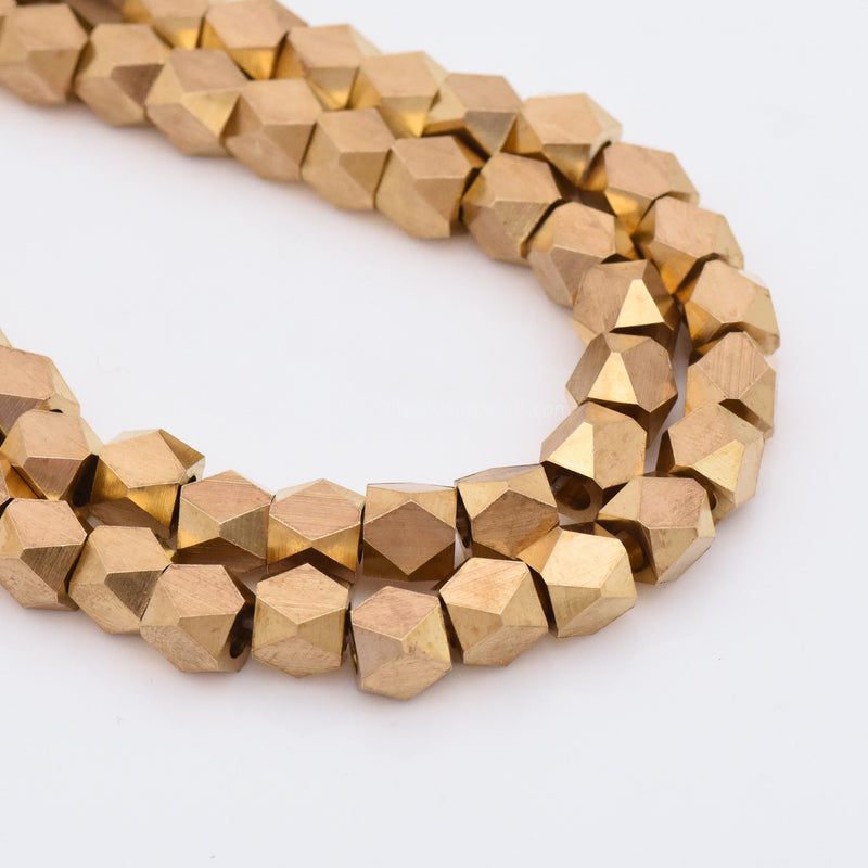 Raw Brass Faceted Diamond Cut Spacer Beads For Jewelry Makings 