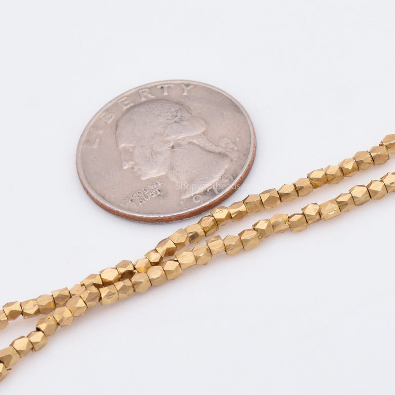 Raw Brass 2.5mm Faceted Diamond Cut Beads