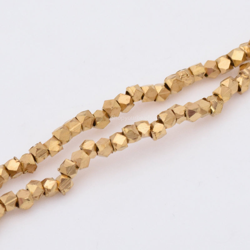 Raw Brass 3mm Faceted Diamond Cut Beads