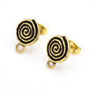 Antique Gold Plated Spiral Earring Studs
