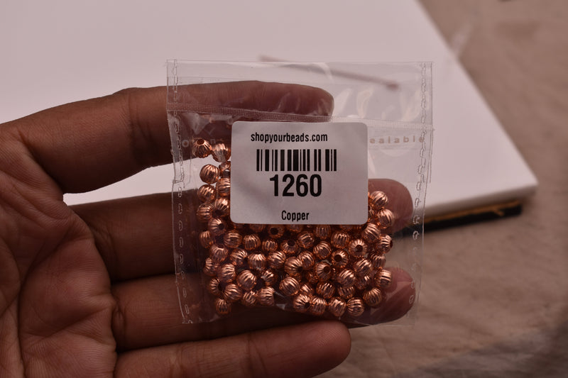 Copper 5mm Corrugated Ball Spacer Beads