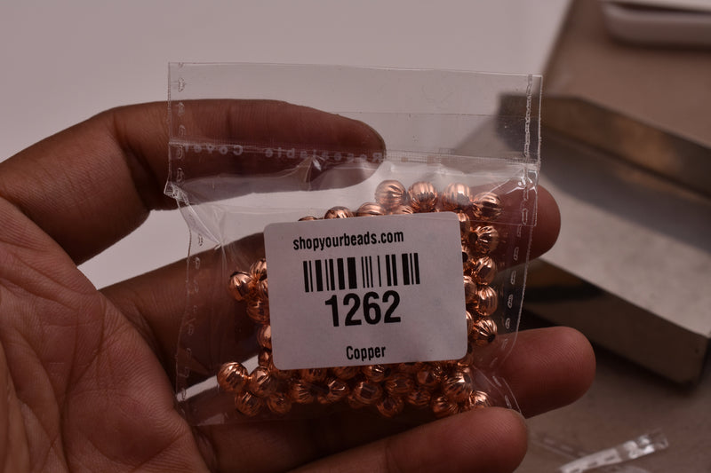 Copper 6mm Corrugated Ball Spacer Beads