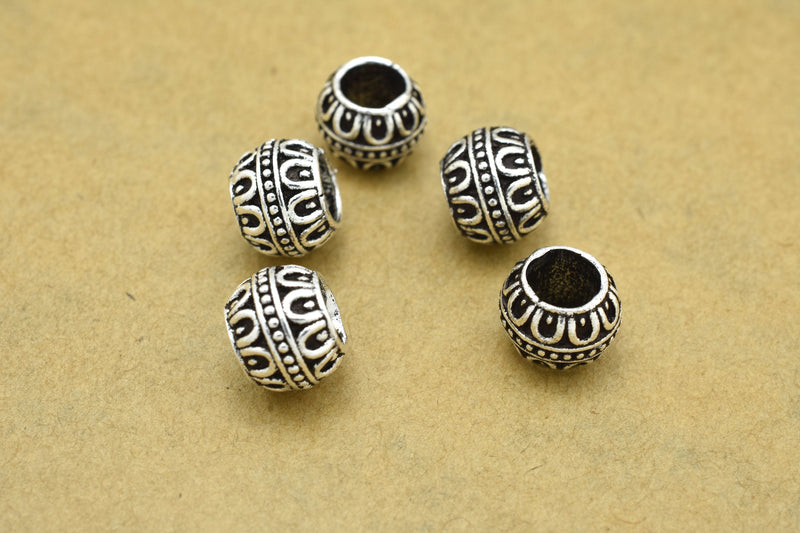 Silver Antique Bali Barrel Beads Spacers For Jewelry Makings 
