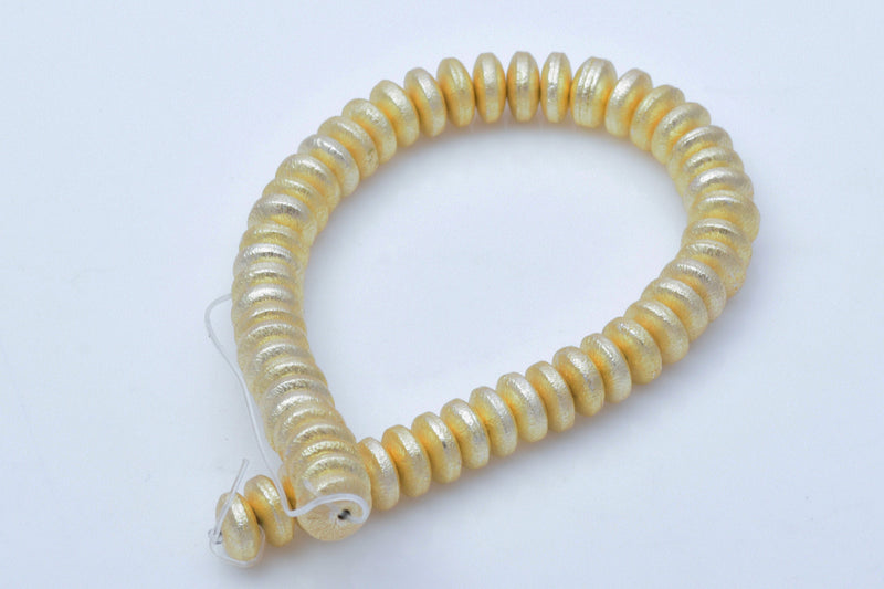 8 Inch Strand of Gold Colored 8mm Saucer Spacer Beads