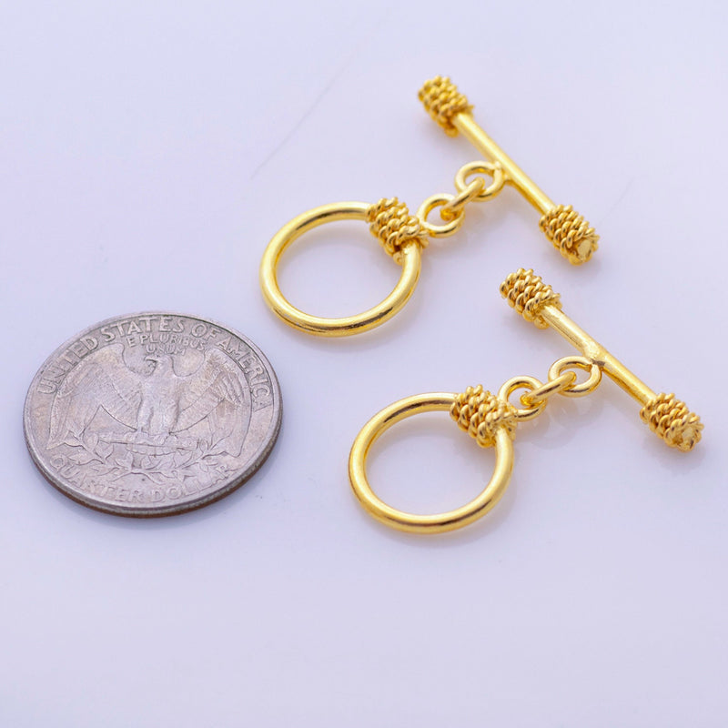 Gold Plated Bali Toggle T Bar Clasps
