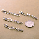 Antique Silver Plated Rope Bali S Hook Clasps - 54mm