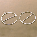 Silver Plated Round Earring Connector Charms