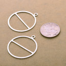 Silver Plated Round Earring Connector Charms