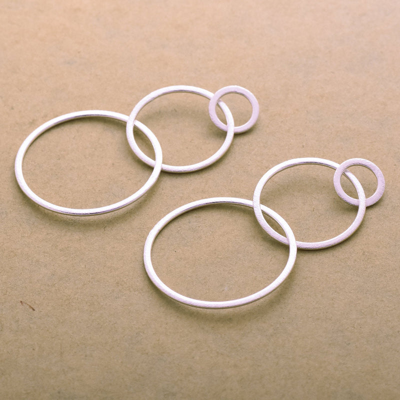 Silver Plated Long Earring Connector Charm Hoops