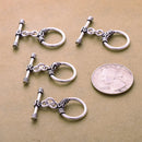 Antique Silver Plated Rope Bali Toggle T Bar Clasps - 15mm