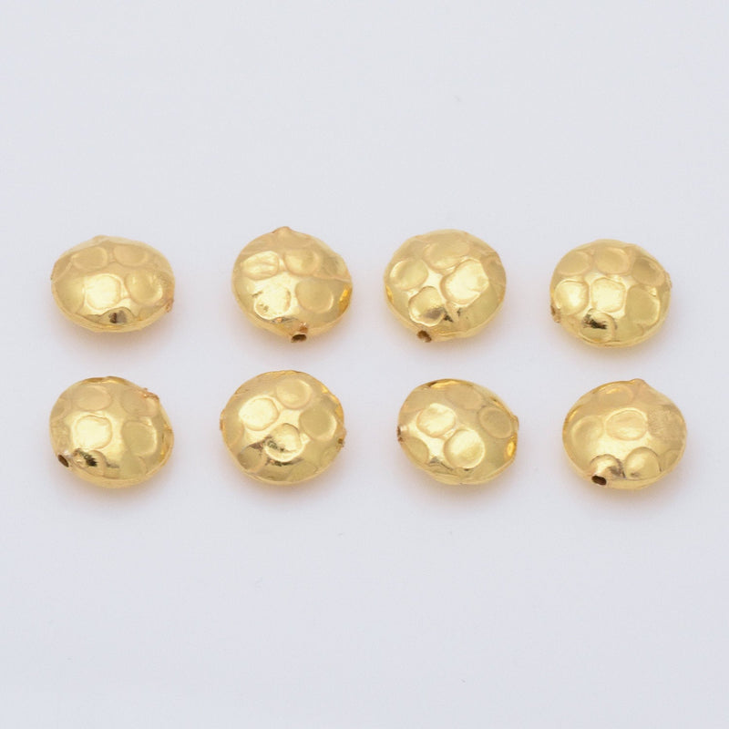 Gold Plated 10mm Hammered Saucer Spacer Beads