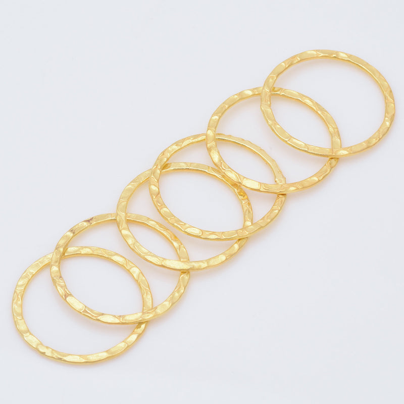 Gold Hammered Connector Rings Links Circle Charms For Jewelry Makings 
