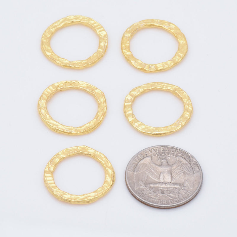 Gold Plated Hammered Washer Connector Ring Link Charms