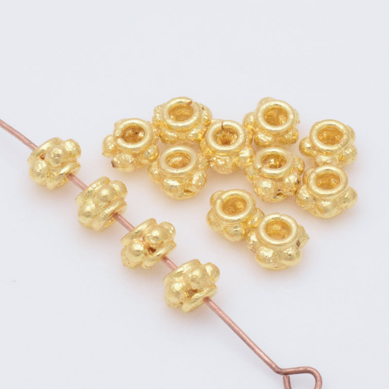 6mm Shiny Gold Plated Bali Spacer Beads