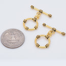 Antique Gold Plated Rope Bali Toggle T Bar Clasps - 17mm