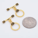 Antique Gold Plated Bali Toggle T Bar Clasps - 16mm