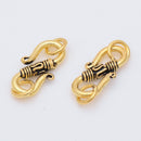 Antique Gold Plated S Hook Bali Clasps - 28mm