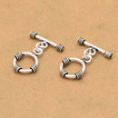 Antique Silver Plated Rope Bali Toggle T Bar Clasps - 14mm