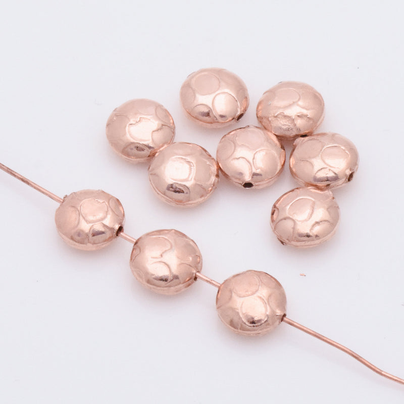 Rose Gold Hammered Saucer Beads For Jewelry Makings 