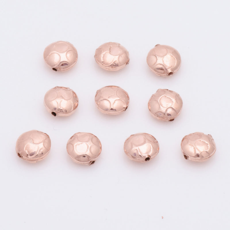 Rose Gold Plated 8mm Hammered Saucer Spacer Beads