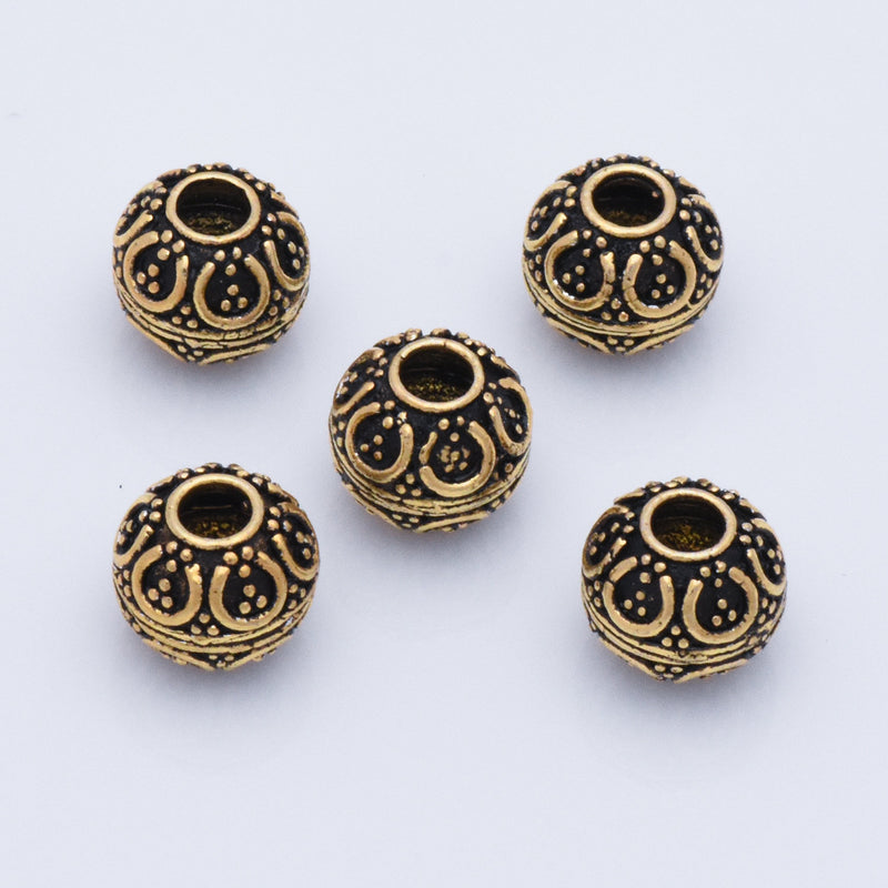 9mm Antique Gold Plated Bali Spacer Ball Beads