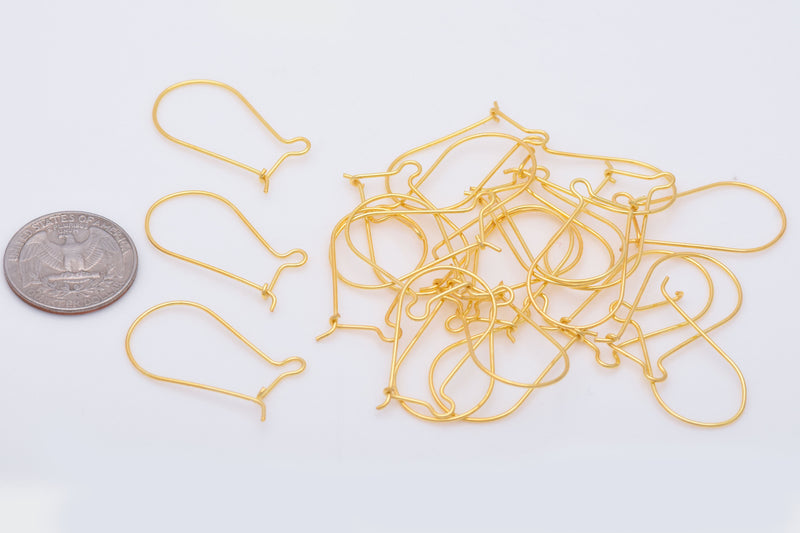 Gold Plated Kidney Ear Wire Hooks - 20mm