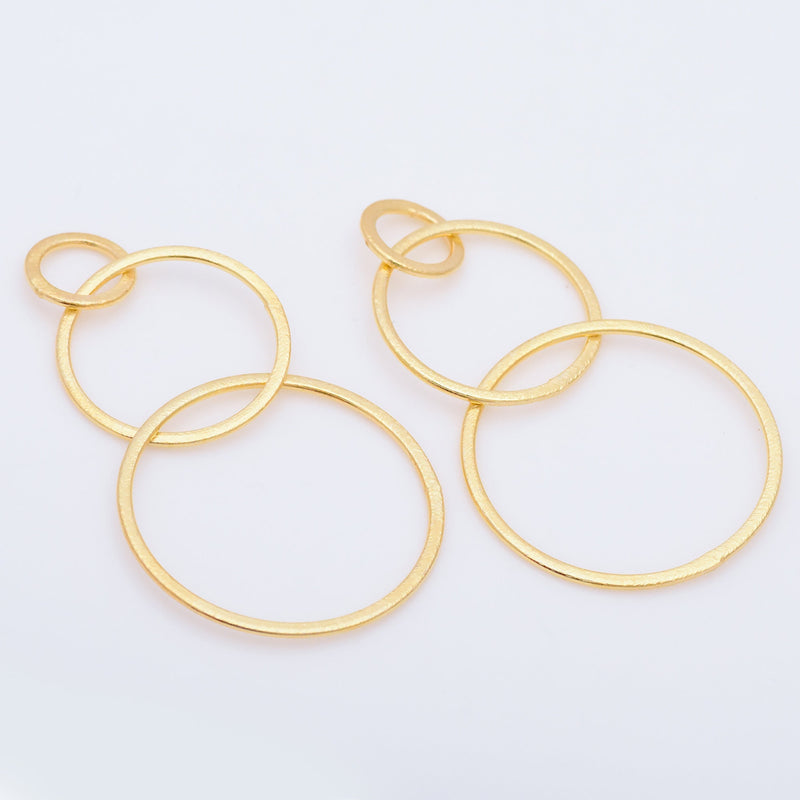 Gold 3 Rings Earring Connector Rings Links For Jewelry Makings 