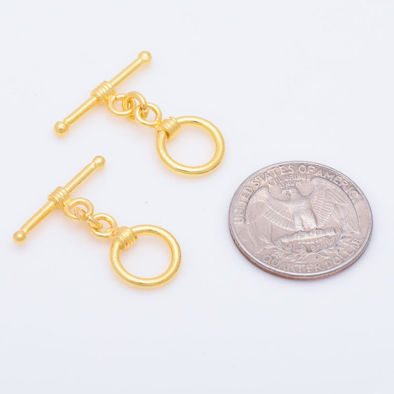 Gold Plated Rope Bali Toggle T Bar Clasps