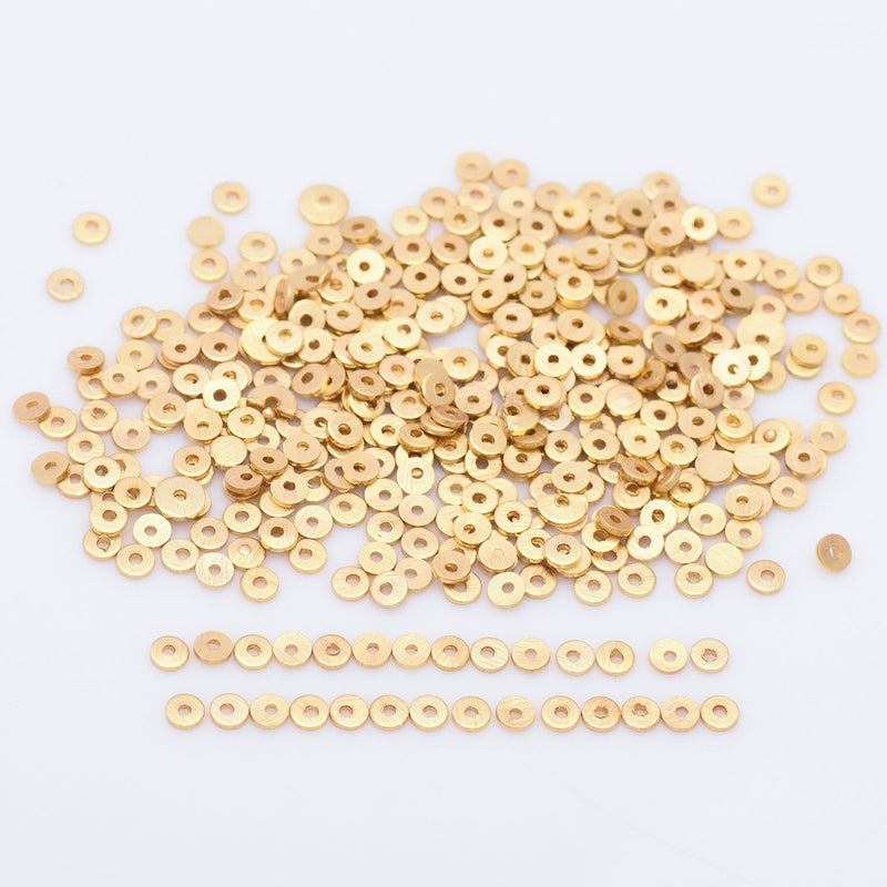 Gold Plated Heishi Flat Disc Spacer Beads - 3mm