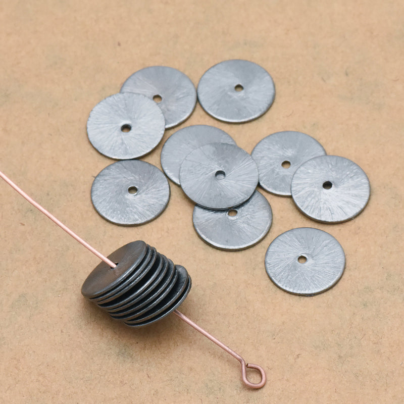Black Brushed Flat Heishi Spacers Disc Beads For Jewelry Makings 