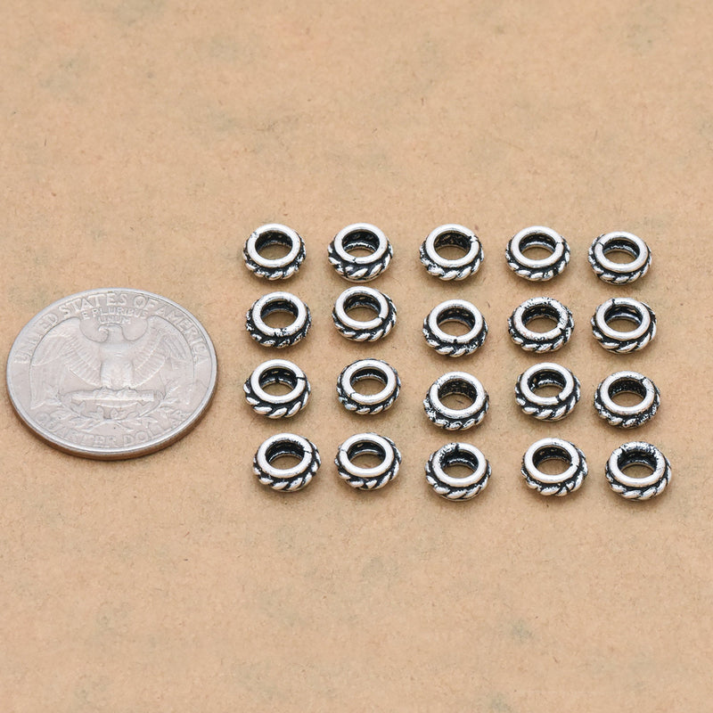 7mm Silver Plated Bali Spacer Beads
